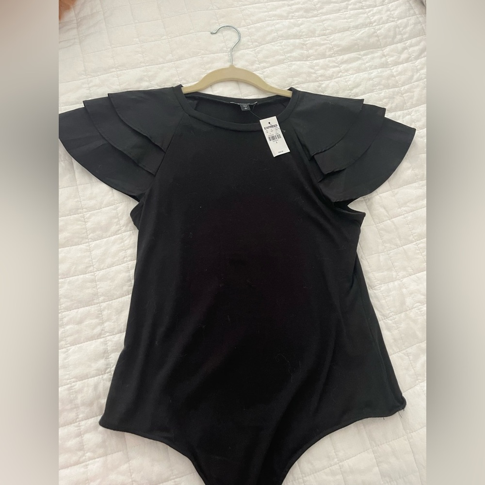 Express Black Decorative Sleeved Bodysuit